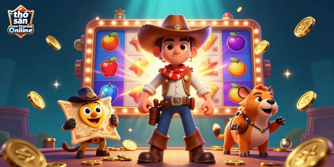 Engage with thợ săn tiền thưởng online through an exhilarating scene showcasing bounty hunters and vibrant slot reels.