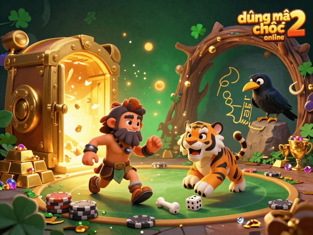Engage with the lively atmosphere of Đường Mạt Chược 2 online in a dynamic gaming scene filled with treasure and excitement.