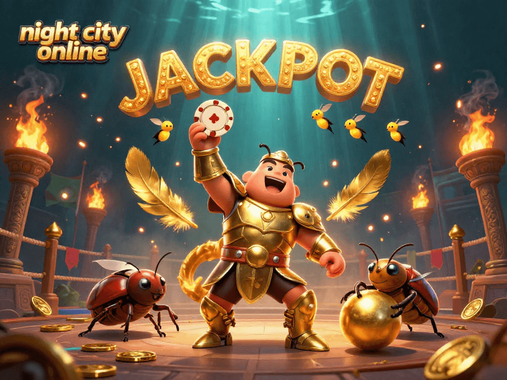 Engage with night city online's thrilling jackpot atmosphere, featuring characters celebrating a victory.