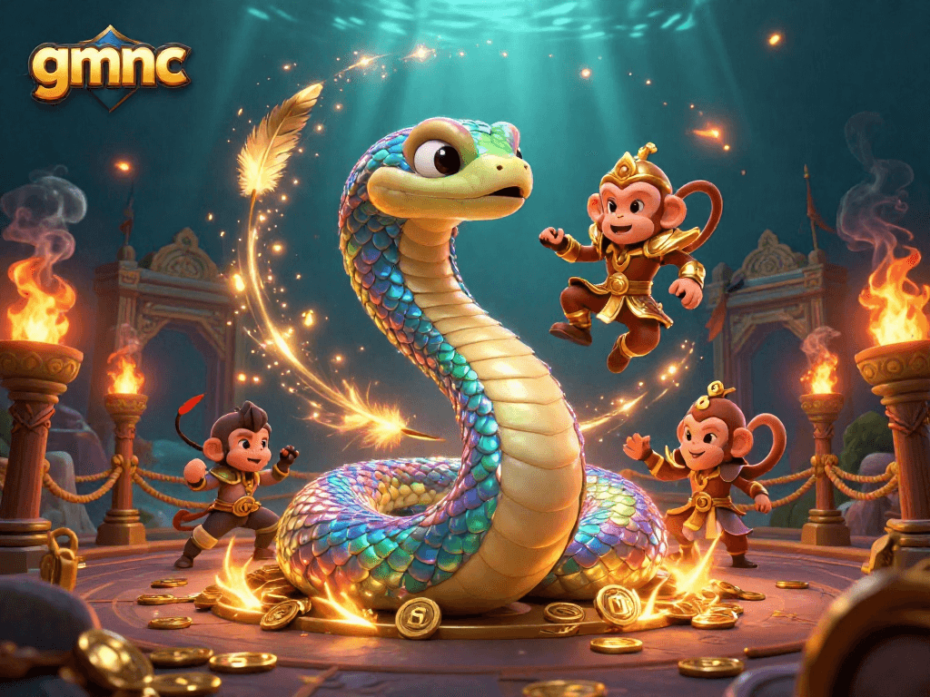 Experience thrilling game dynamics at gmnc with a vibrant 3D illustration showcasing enchanting characters and casino elements.