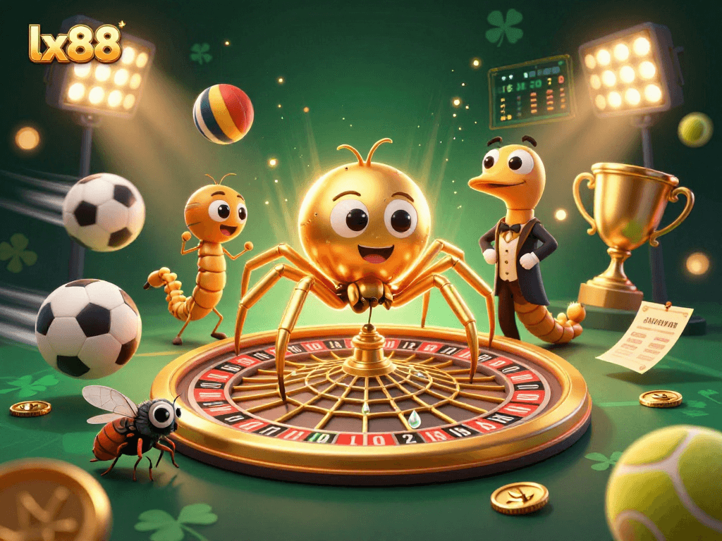 Experience thrilling betting action at lx88 with a unique roulette wheel web and animated characters.