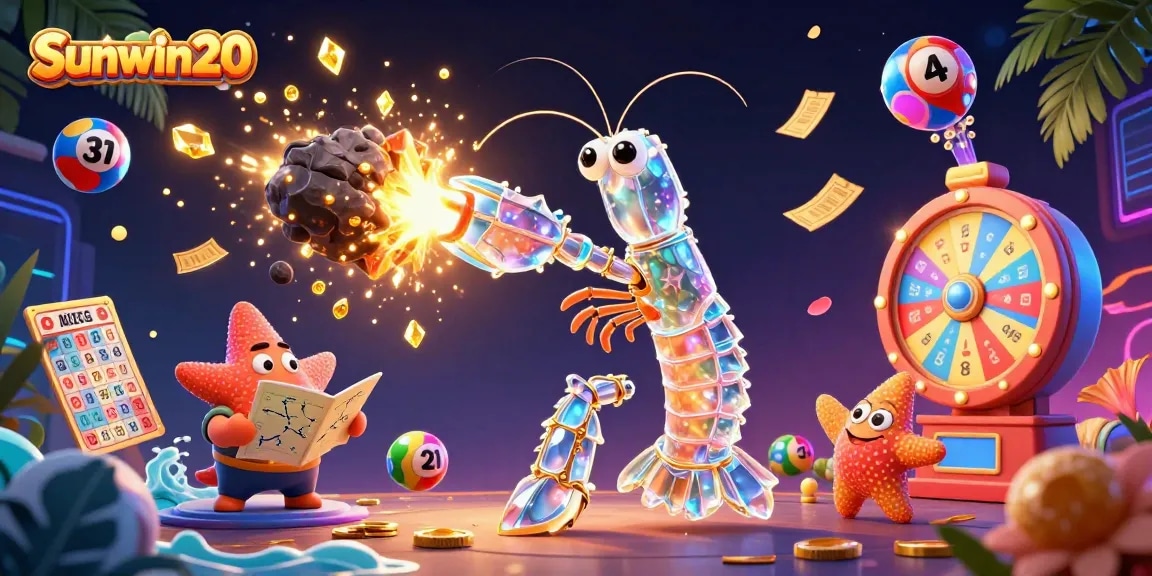Engage with Sunwin20 by spinning colorful lottery balls and winning golden tickets in an exciting 3D casino scene.