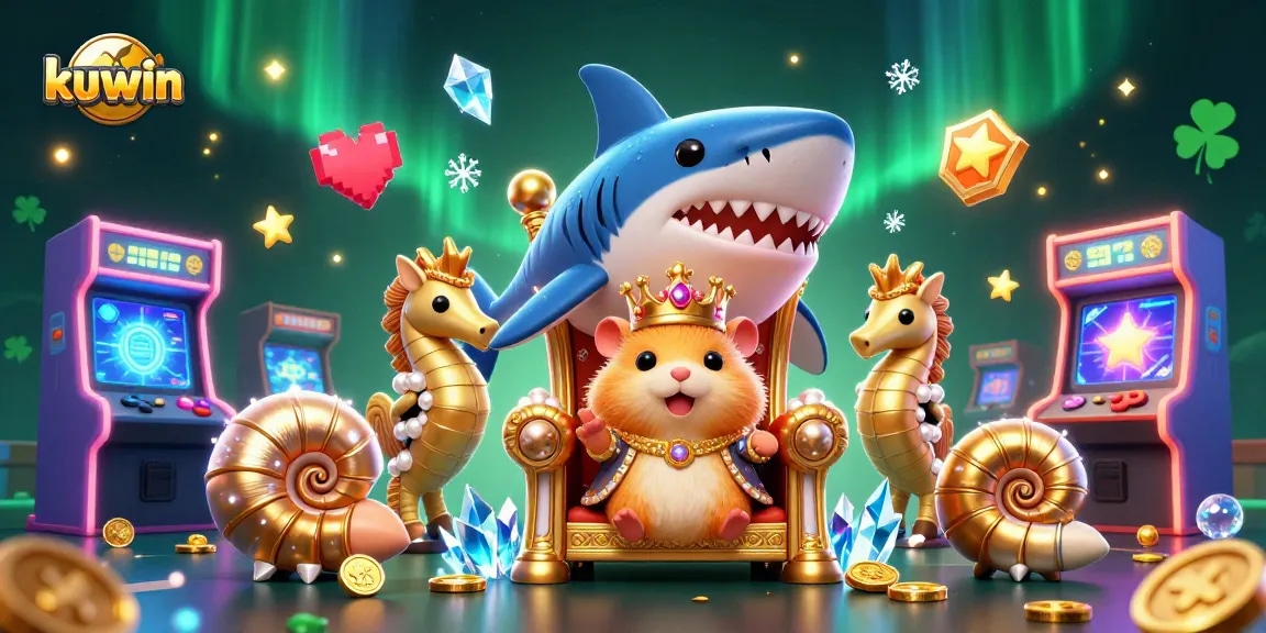 Kuwin showcases a dynamic scene with a hamster king and gaming elements, enhancing online casino excitement