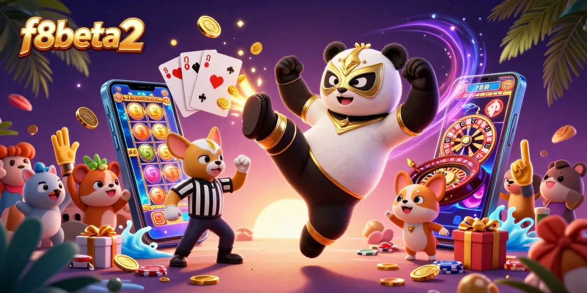 Engage with f8beta2's vibrant scene showcasing thrilling casino action in 3D cartoon style.