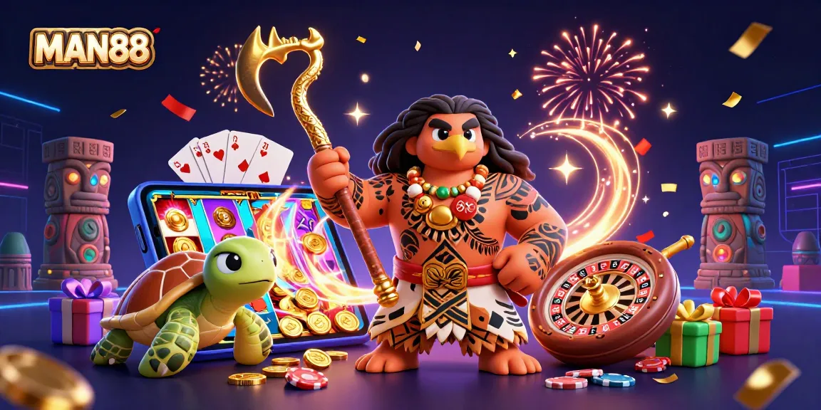 Engage with MAN88's vibrant world of casino fun featuring dynamic characters, games, and excitement.