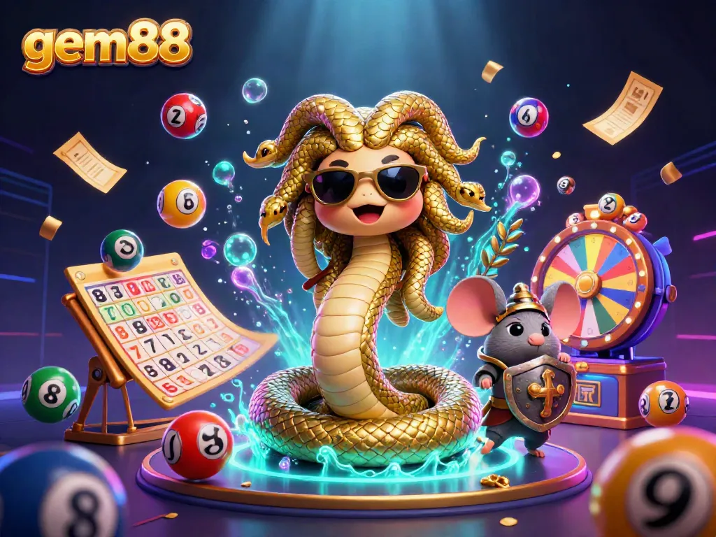 Experience exciting gaming with gem88 in a vibrant, action-packed digital illustration capturing casino dynamics.