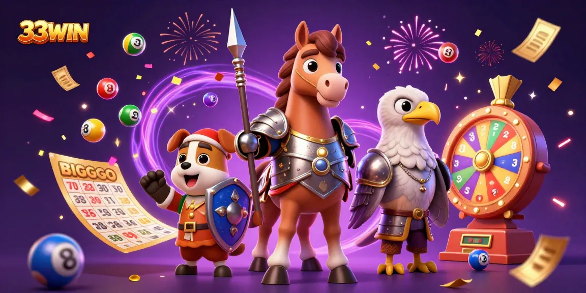 Engage in thrilling wins with 33WIN's dynamic lottery scene featuring colorful elements and exciting activities.