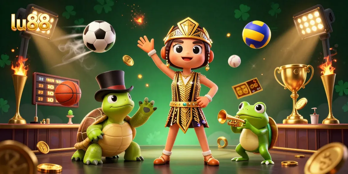 Experience the excitement of lu88 with vibrant characters and dynamic sports elements in a rich casino environment.
