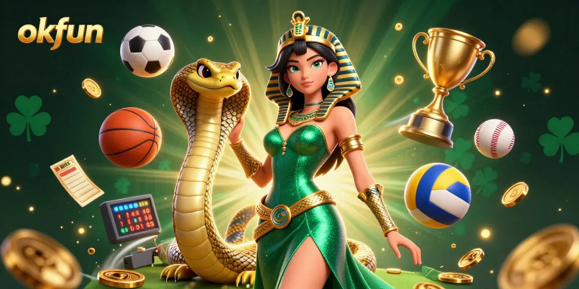 Engage in thrilling gameplay with okfun as vibrant casino elements dance around a captivating character.
