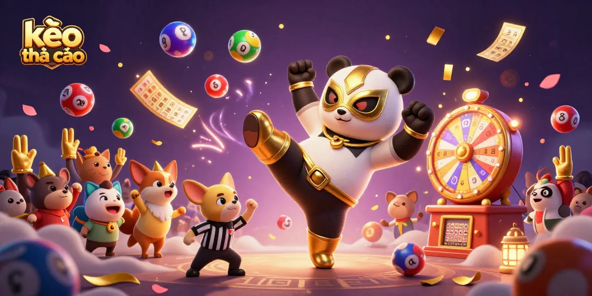 Celebrate with kèo nhà cái in a dynamic 3D cartoon scene filled with vibrant casino elements.