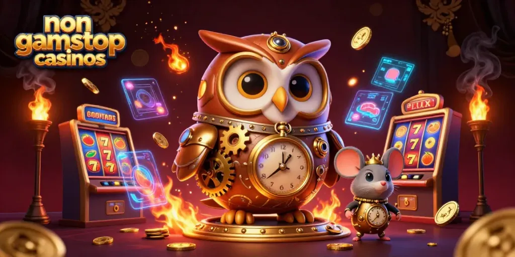 Engage with non gamstop casinos while enjoying vibrant slot games and dynamic characters in a rich 3D scene.