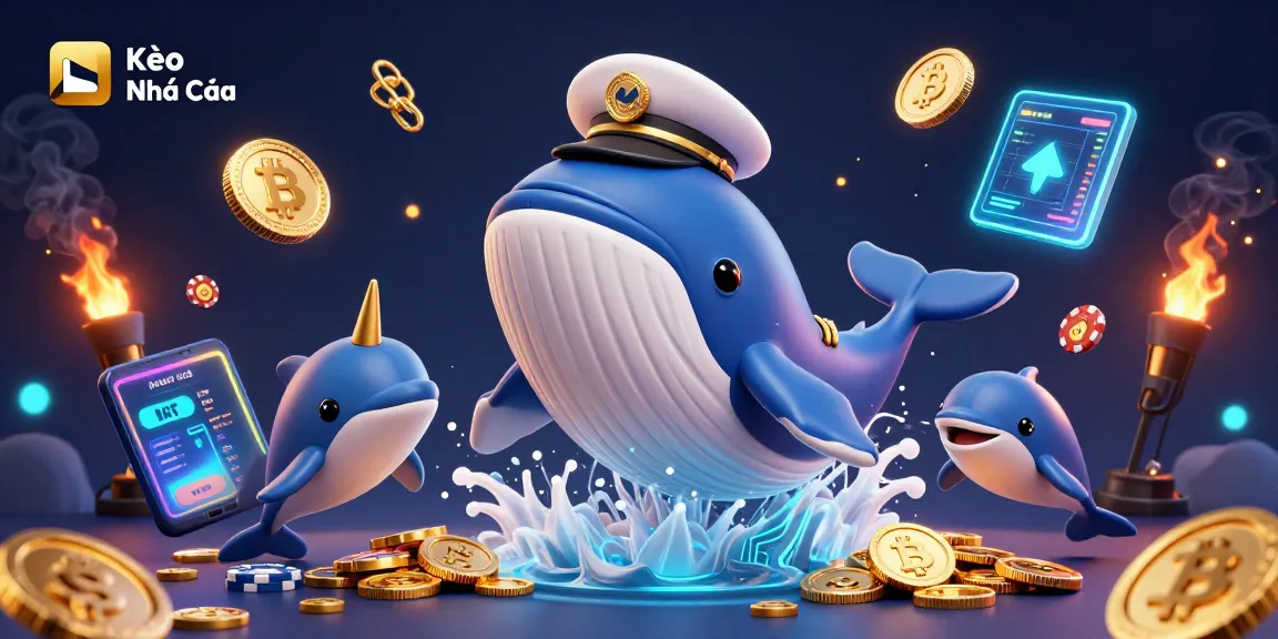 Bet on Kèo Nhà Cái through a whimsical scene featuring a whale, narwhal, and dolphins.
