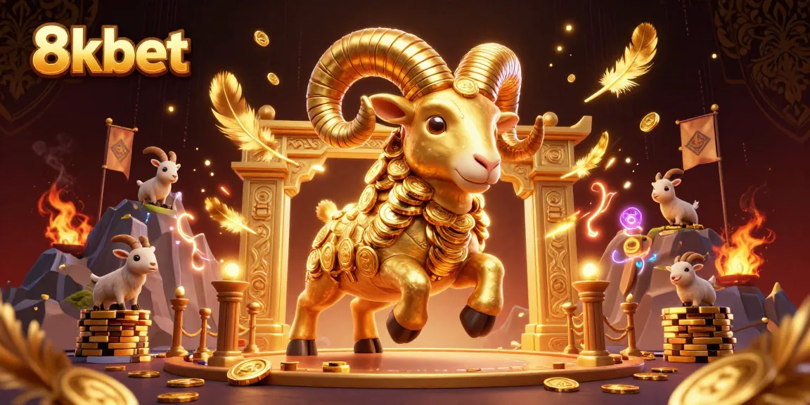 Experience 8xbet's thrilling gaming moments with vibrant golden ram and dynamic casino elements.