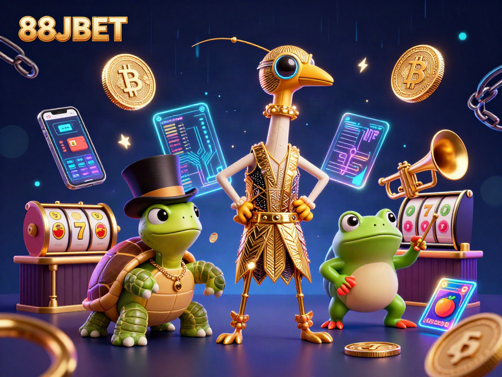 Experience the excitement of 88JBET with vibrant casino elements and animated characters.