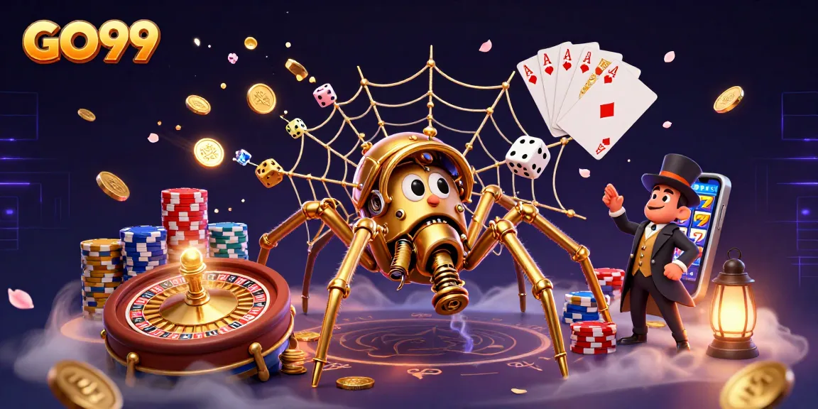 GO99 showcases an exciting casino atmosphere with steampunk elements and vibrant game symbols.