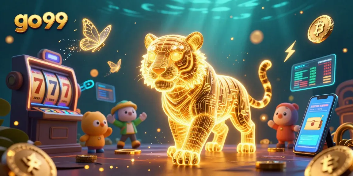 Engage in thrilling go 99 slot adventures with a neon casino scene featuring a golden tiger.