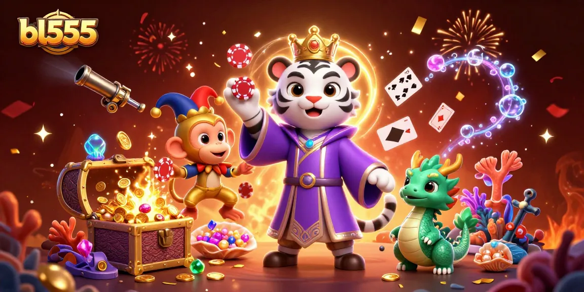 Experience thrilling gameplay at bl555 with a lively scene showcasing characters and casino elements.