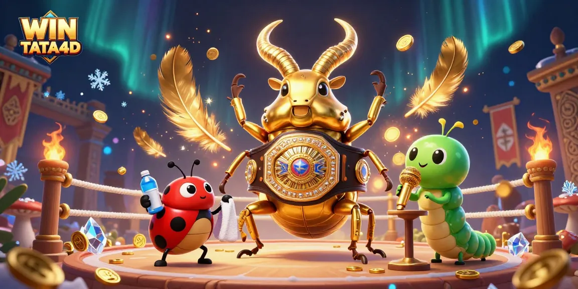 Bet on WIN TATA4D with a dynamic casino battle featuring vibrant cartoon characters.