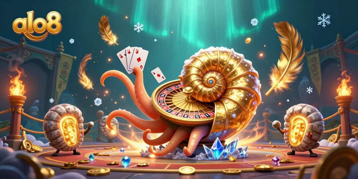 Experience the excitement of alo8 with a dynamic 3D scene of gaming elements and characters.