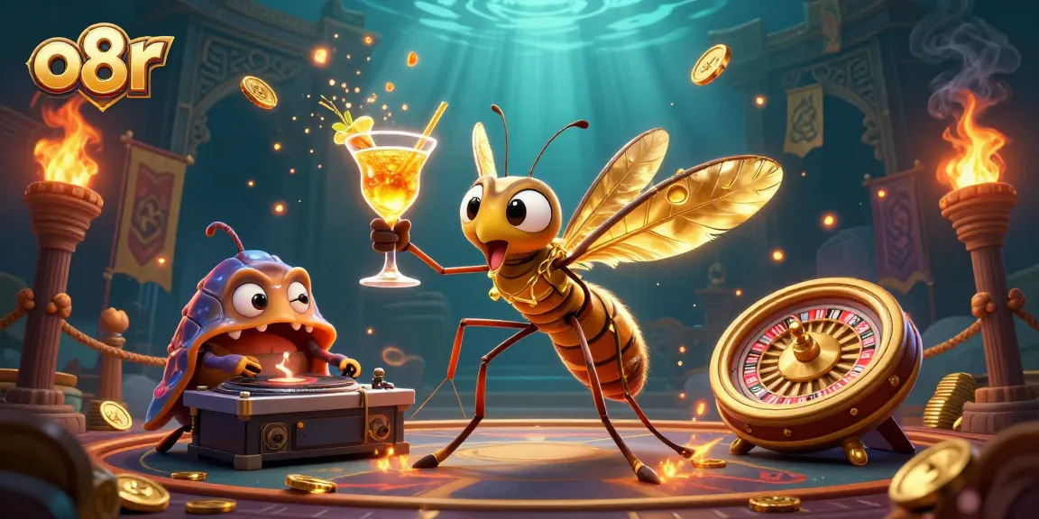 Experience the thrill of o8r with a vibrant 3D casino scene featuring lucky characters and sparkling animations.
