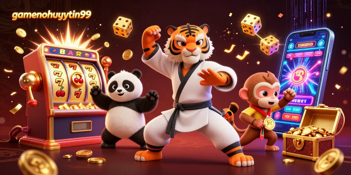 Experience thrilling gambling fun with gamenohuuytin99 in a vibrant casino scene with animated characters.