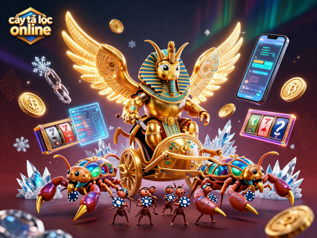 Win amazing jackpots while playing cây tài lộc online, featuring vibrant elements and detailed characters.