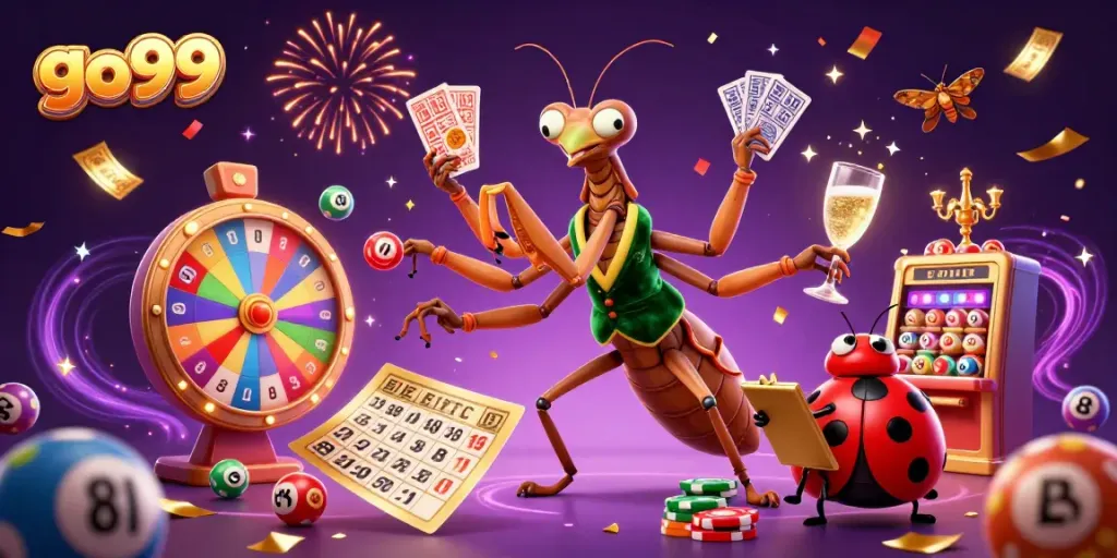 Engage in the exciting world of gambling with go99’s vibrant card scene featuring colorful lottery balls.