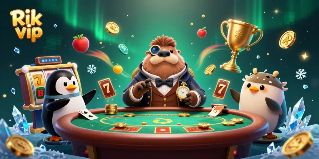 Join the exciting game at Rik vip with thrilling slot reels and unique characters!