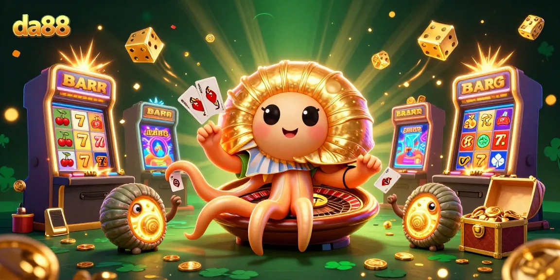 Engage with da88's vibrant online casino scene featuring a nautilus roulette wheel and overflowing jackpot.