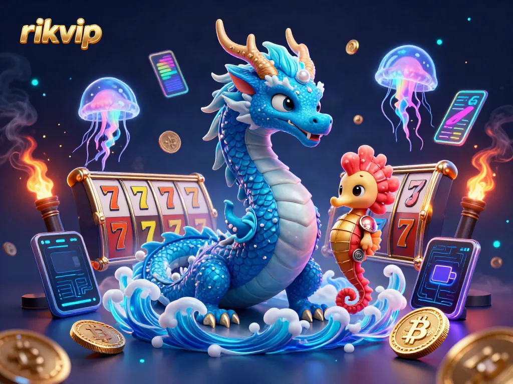 Experience captivating games at rikvip with vibrant ocean-themed characters and slot elements.