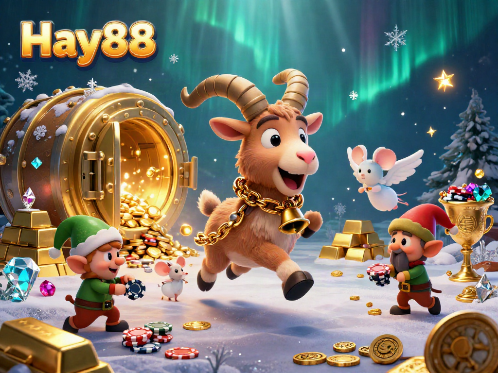 Experience Hay88's vibrant holiday-horror casino featuring Krampus, an angel mouse, and playful gremlins.