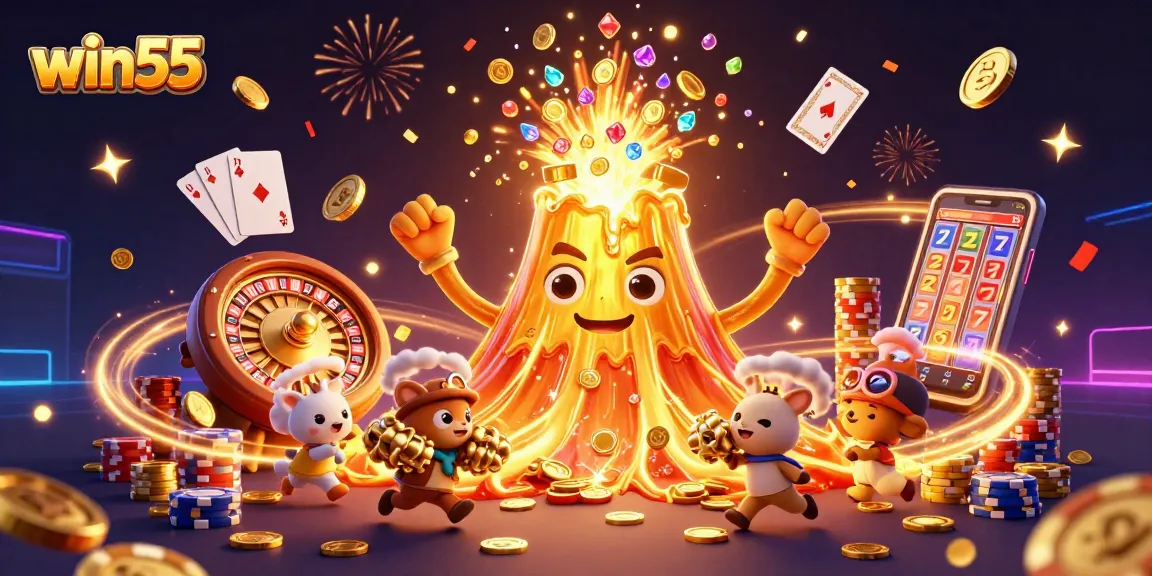 Spin the roulette and win big with win55 in this thrilling casino illustration!