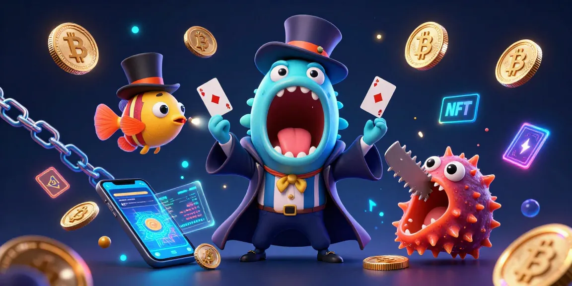 Play and win at sunwin casino with exciting 3D characters performing magic surrounded by crypto coins.