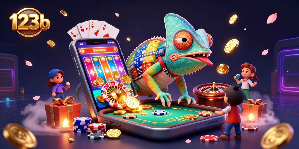 Experience thrilling action with 123b, featuring a vibrant chameleon casino owner in dynamic gambling scene.