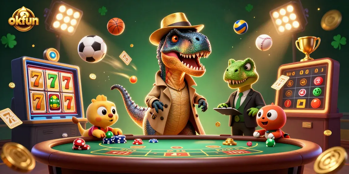 Spin the reels and win big at okfun with a playful velociraptor in action at the blackjack table.