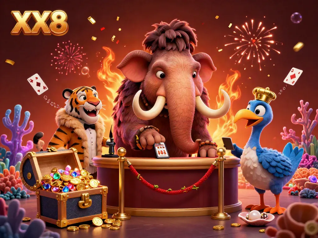 Experience the thrilling entrance to XX8 casino with a mammoth bouncer and VIP tiger guest.