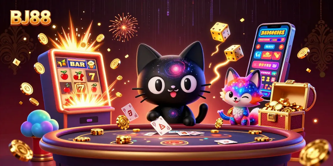 Engage with BJ88's thrilling casino adventure featuring vibrant characters and dynamic gaming elements.