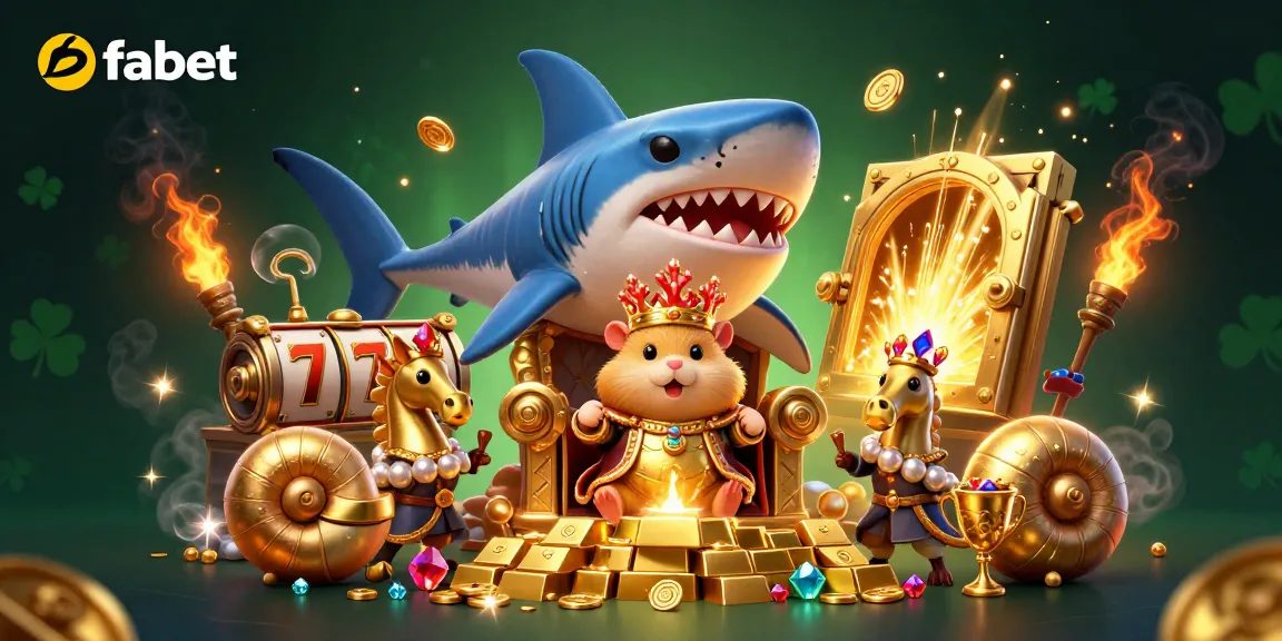 Experience thrilling gaming action with fabet, featuring a golden hamster king in a casino treasure scene.