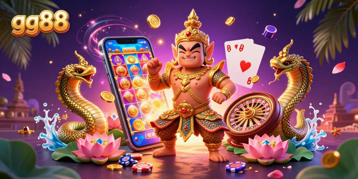 Experience the thrill of the gg88 adventure with animated slot machines, guardians, and casino elements