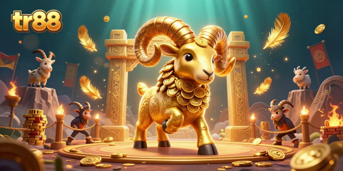 Experience thrilling gameplay with the golden ram at tr88, surrounded by dynamic casino elements.