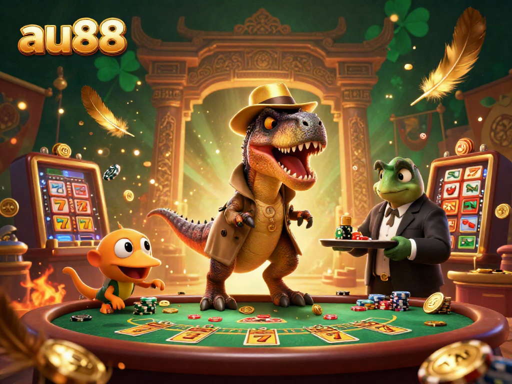 Join the thrilling action at au88's blackjack table with a velociraptor card counter and surprising elements.