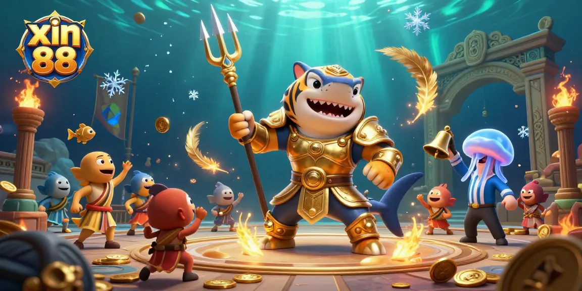 Engage in vibrant gambling action with xin 88, featuring an underwater colosseum of dynamic elements.