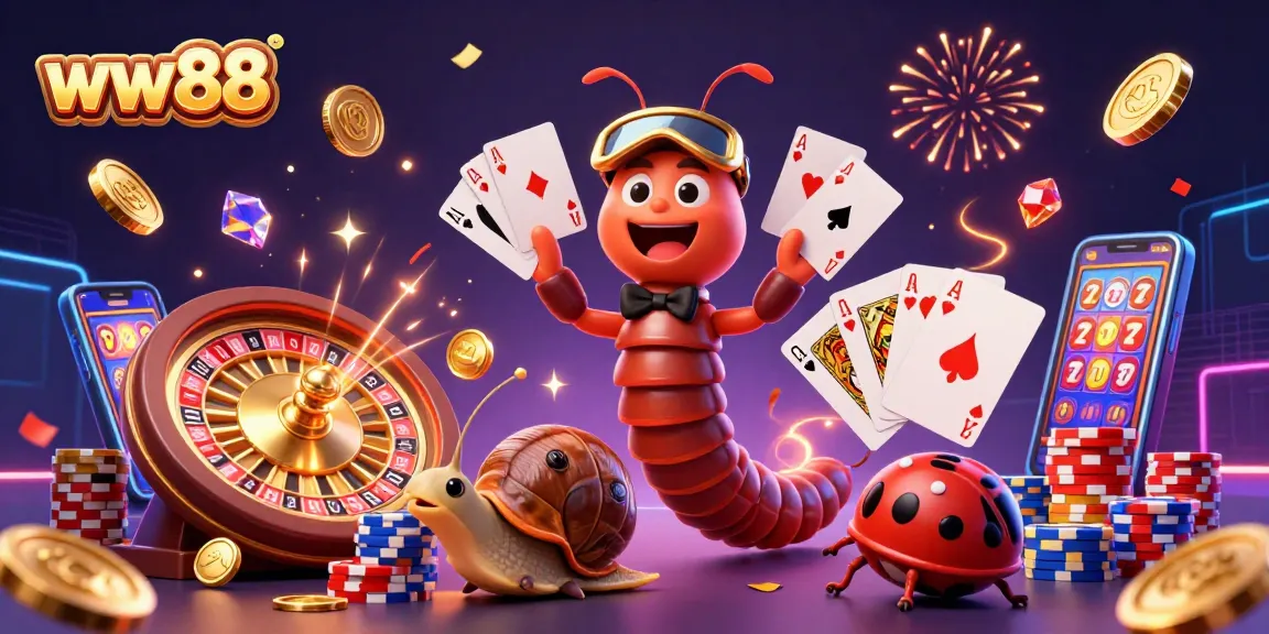 Engage in thrilling gameplay at ww88 with a lively 3D cartoon scene featuring unique casino characters.