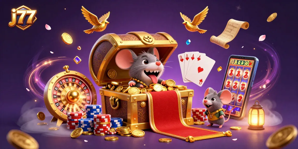 Experience exciting gaming at j77 with golden treasures, spinning roulette, and immersive slot visuals.