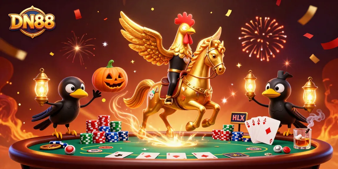 Experience thrilling gameplay at DN88 casino, featuring a golden rooster and vibrant gaming elements.