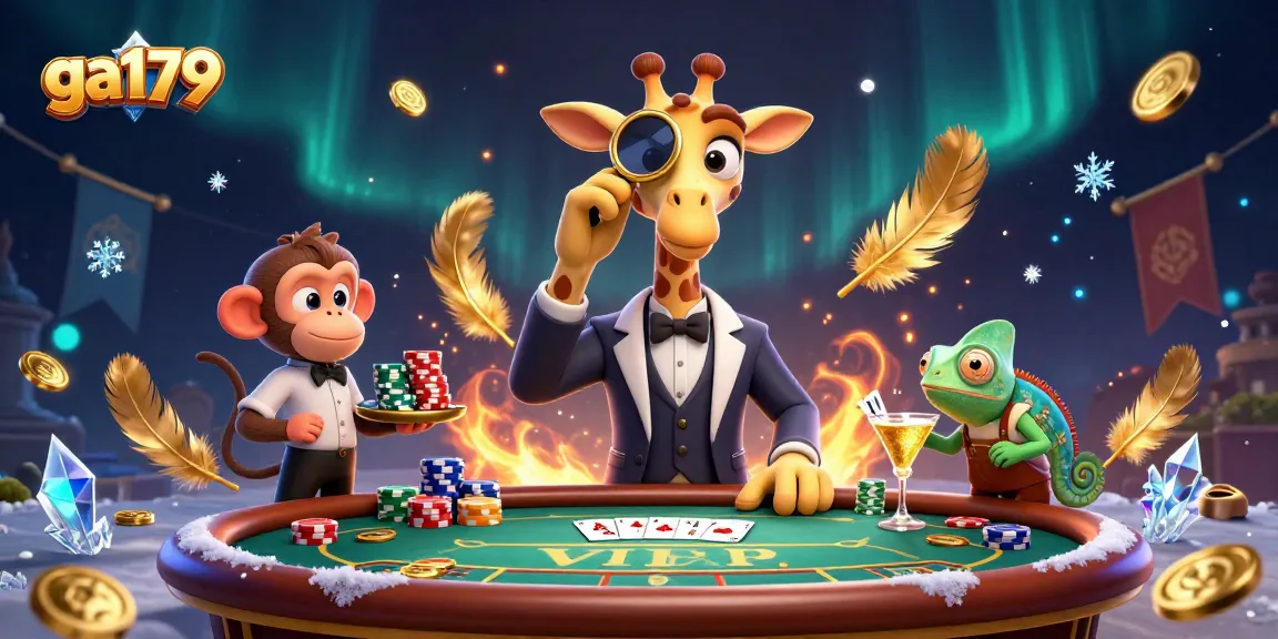 Engage with ga179's exciting poker scene featuring a high-roller giraffe and dynamic action.