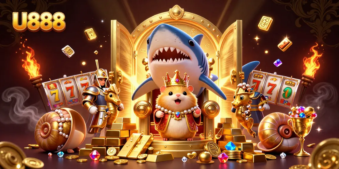 Experience exhilarating wins at U888 with vibrant slot gaming surrounded by treasure and royal guardians.