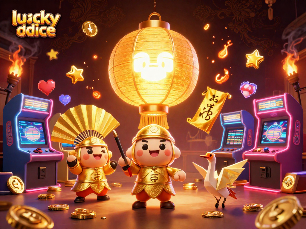 Engage in thrilling lucky dice online gameplay with vibrant characters and casino elements.