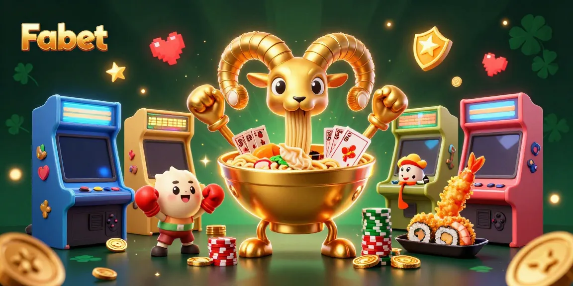 Experience the excitement at Fabet with a 3D casino scene featuring vibrant characters and game elements.