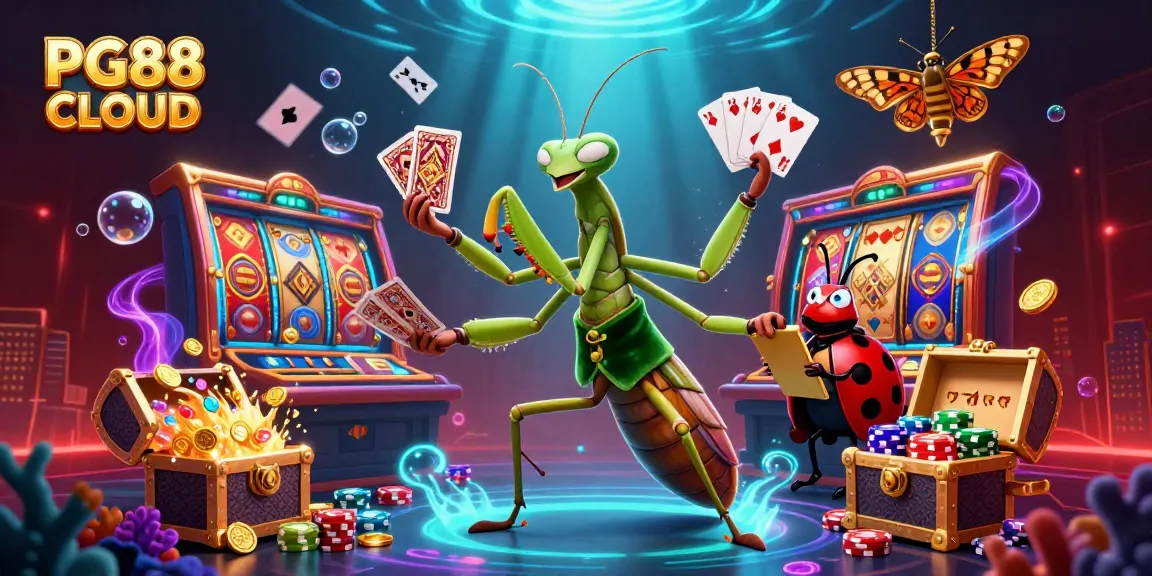 Experience PG88 CLOUD with an engaging 3D casino scene featuring vibrant characters and lively slot elements for online gaming.